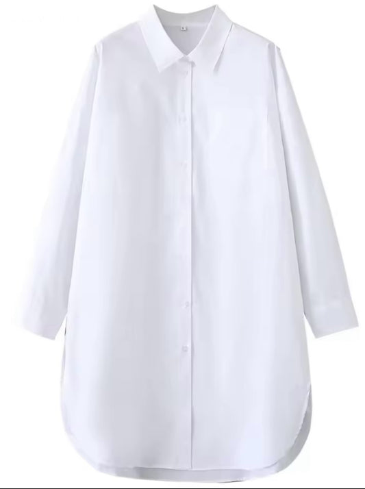 Flora White Poplin Shirt Dress